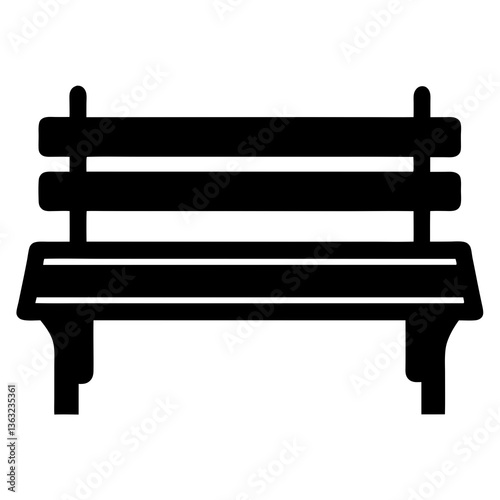 park bench black silhouette vector, Simple silhouette Design vector icon with white background.