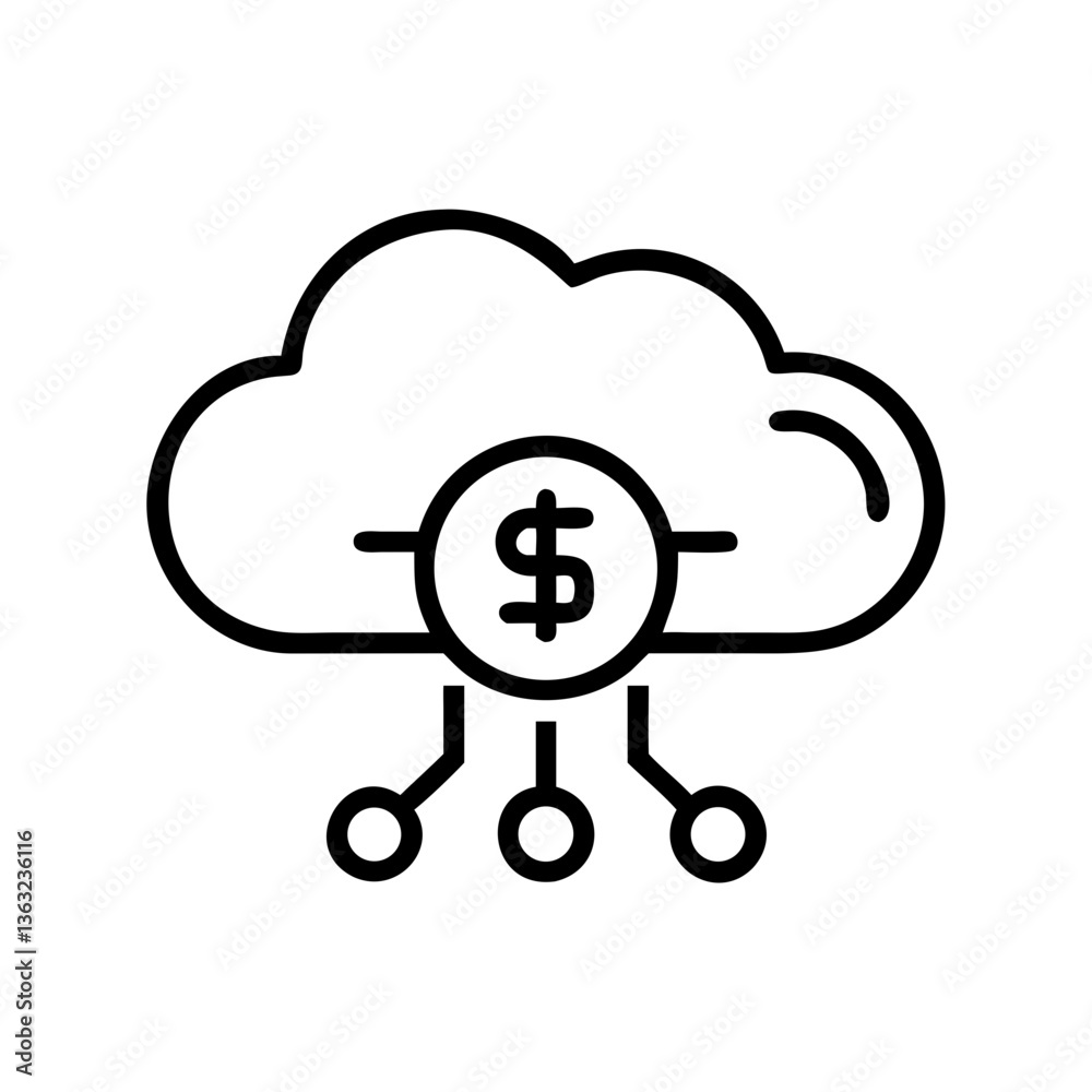 Cloud with dollar sign Icon representing SaaS concept Cloud with dollar sign Icon representing SaaS concept