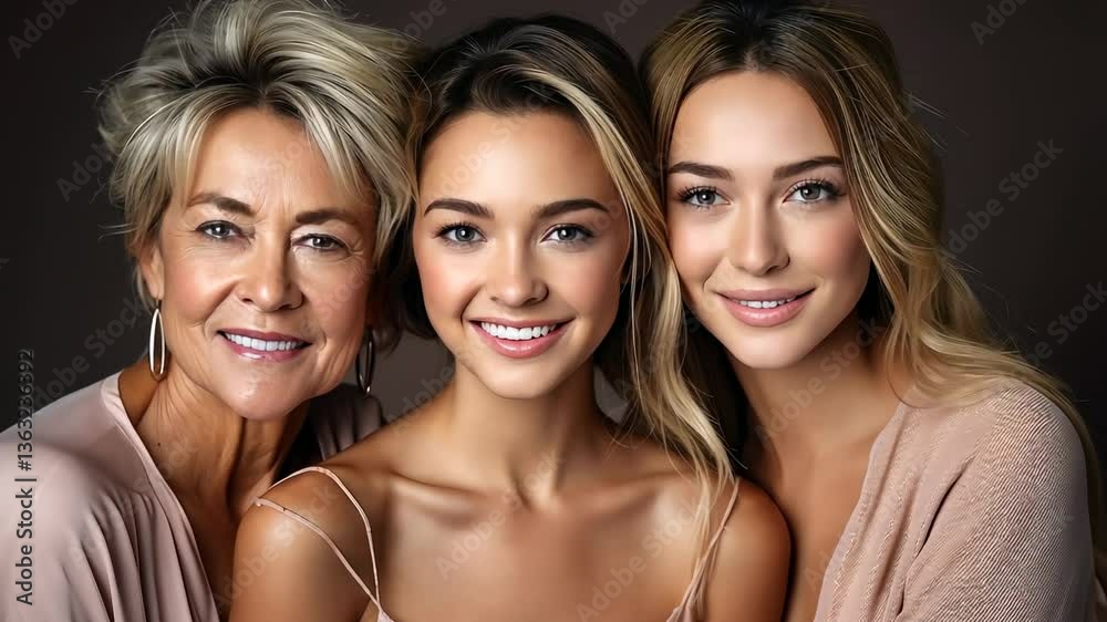 different generations of women, family, mother, daughter, grandmother, beautiful girl, elderly lady, international women's day, feminism, feminine portrait, beauty, relatives, love different generations of women, family, mother, daughter, grandmother, beautiful girl, elderly lady, international women's day, feminism, feminine portrait, beauty, relatives, love