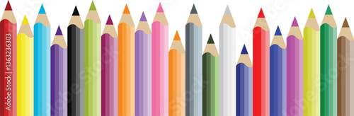 Rainbow color crayon wax pencil and wood pencil set for children. Color pencils of drawing and design element