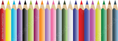 Rainbow color crayon wax pencil and wood pencil set for children. Color pencils of drawing and design element