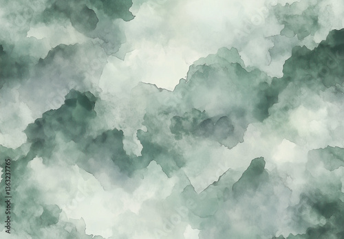 Fluffy white clouds in a clear blue sky photo