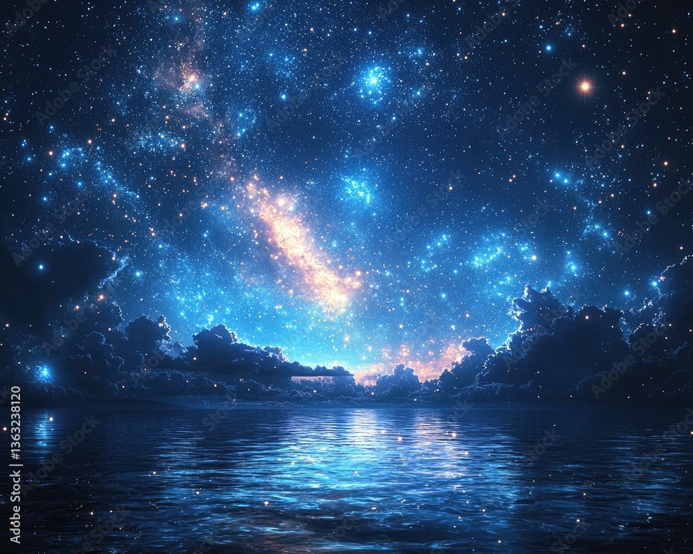 custom made wallpaper toronto digitalStunning night sky filled with stars over a tranquil ocean reflecting light