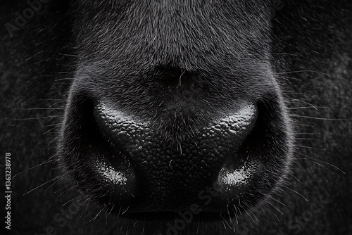 Mysterious close-up of an animal snout in contrasting monochrome tones