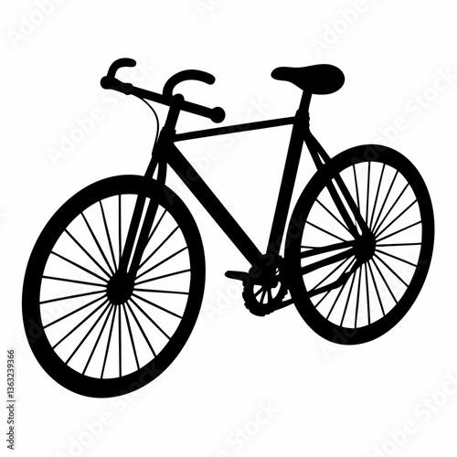 Bicycle silhouette vector, black isolated cycling icon on white background
