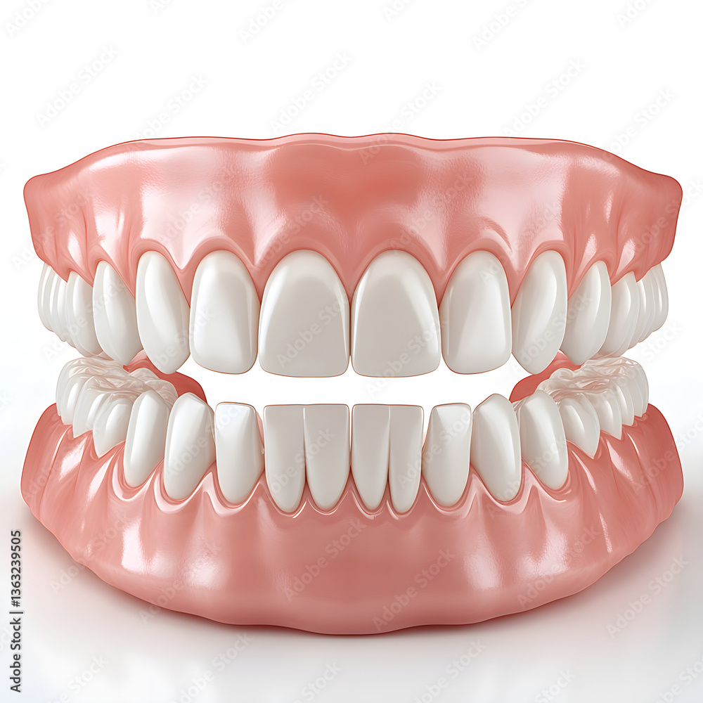 Obraz premium Healthy teeth and gums showing perfect occlusion on white background