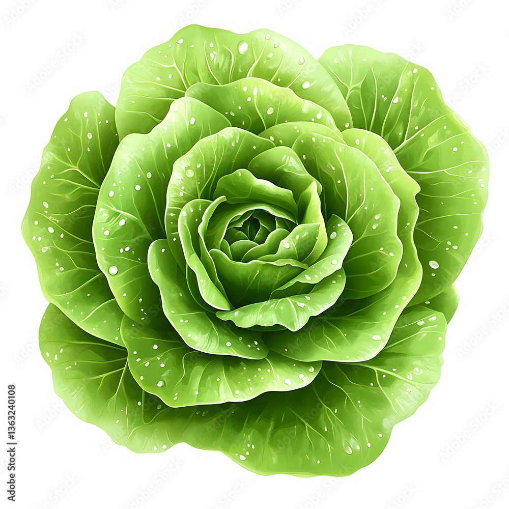Obraz premium Fresh green lettuce growing organically with water drops