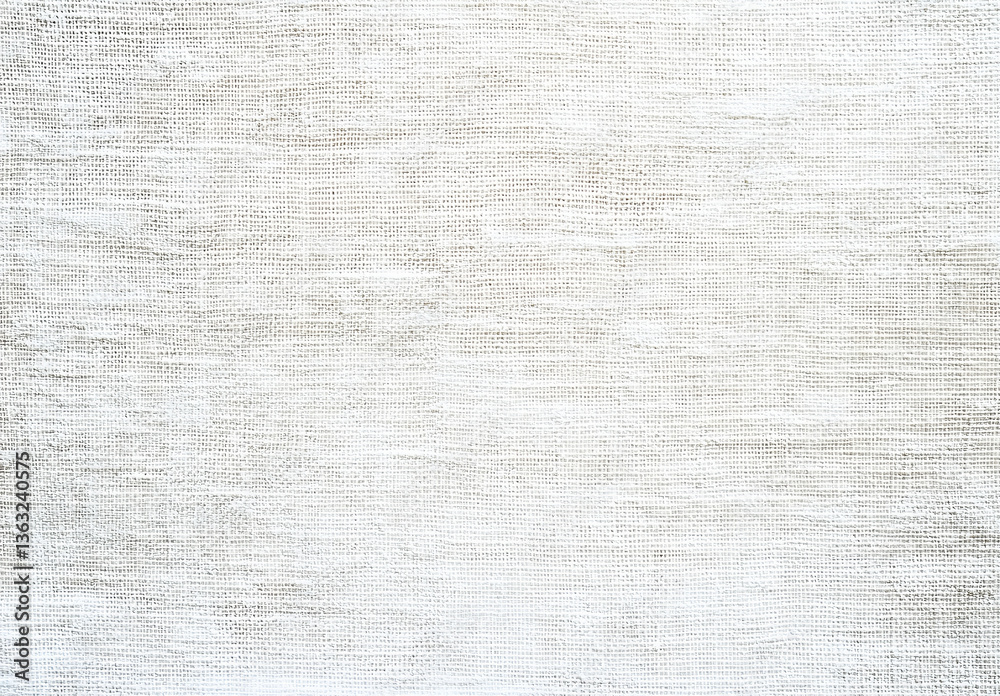 Fototapeta premium White linen canvas texture background, white paper surface with fine grain for design and decoration, white wall