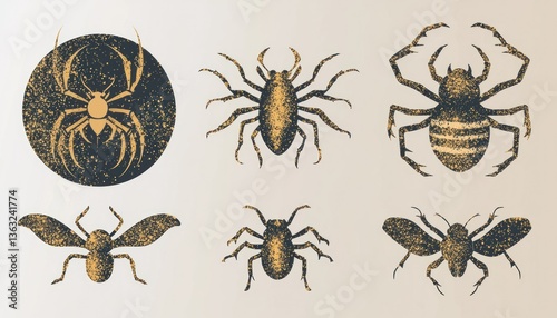 Collection of Vintage Style Insect Illustrations