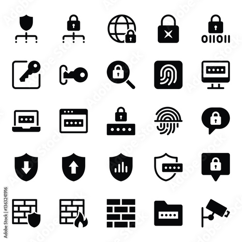 Glyph icons set for Security.