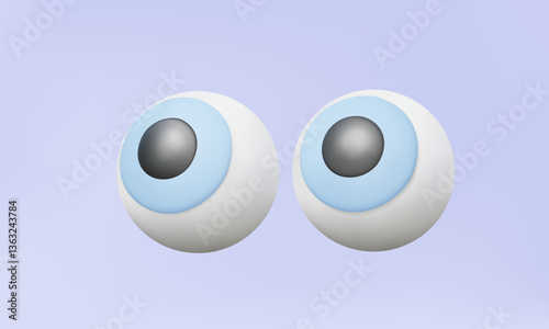 3d vector eyeball looking on pastel background. Minimal cartoon style design emotion mood vision creative concept. illustration elements
