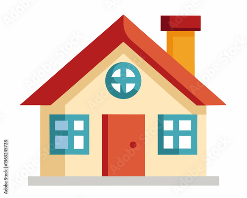 Home house vector icon, residential building with roof and windows as real estate property symbol