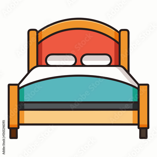 Hotel bed vector icon for accommodations, lodging, and hospitality industry