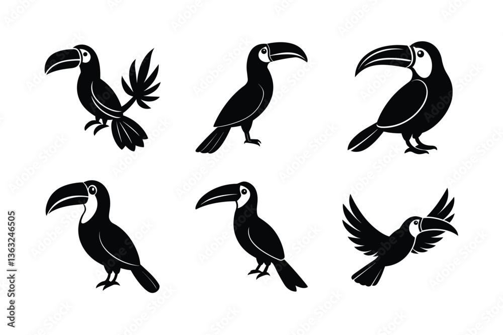 Fototapeta premium Toucan silhouette vector Bundle illustration