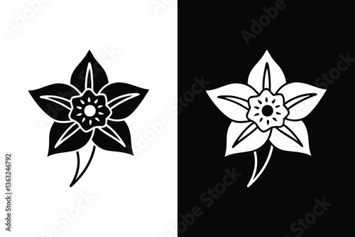 Daffodil flower icon vector on White Background ,Vector Art Illustration on white background.