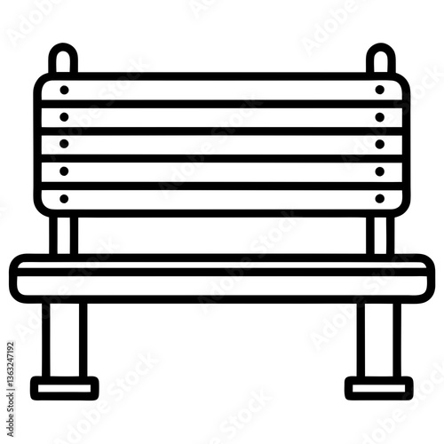 park bench black line vector, Simple bold outline Design vector icon with white background.