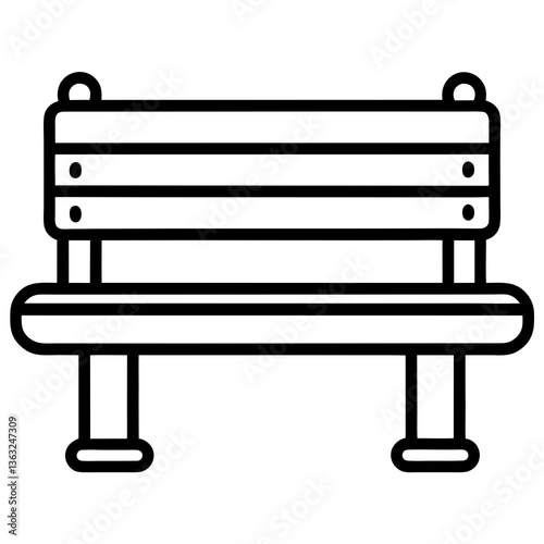 park bench black line vector, Simple bold outline Design vector icon with white background.