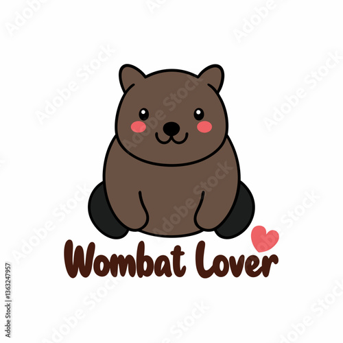 Adorable cartoon wombat perfect for wombat lovers showcasing a cute happy wombat design with simple