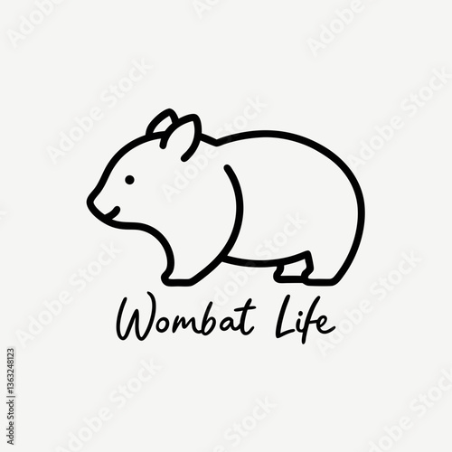 Adorable wombat illustration celebrating wombat life simple line art minimalist design cute animal