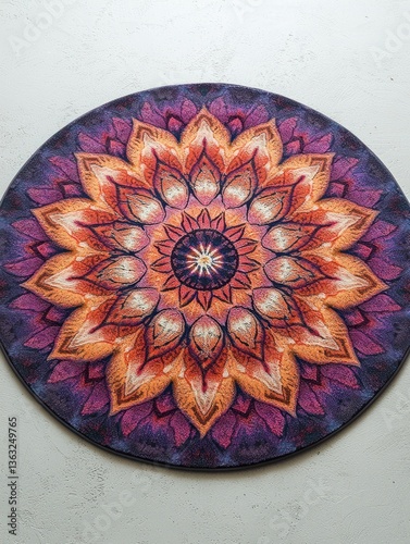 Vibrant Mandala Rug: A Tapestry of Colors and Tranquility