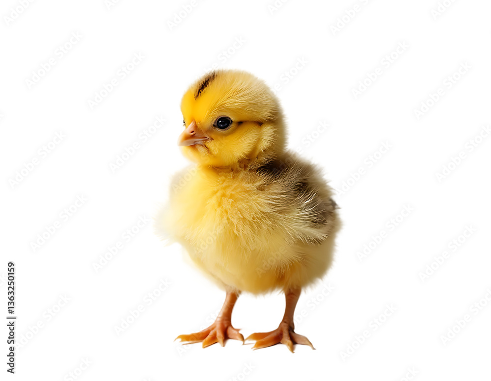 Fototapeta premium Adorable Baby Chick with Colorful Easter Eggs transparent background