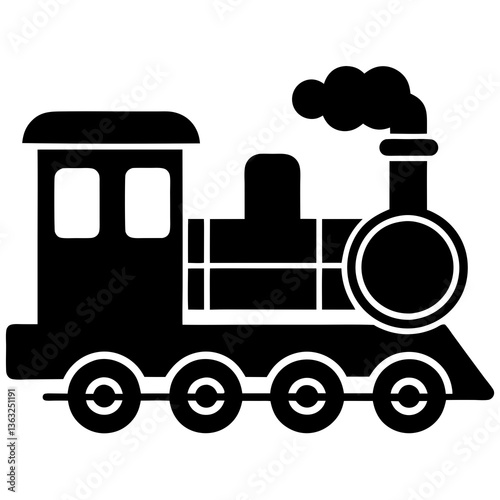 steam train black silhouette vector, Simple silhouette Design vector icon with white background.
