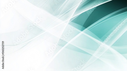 Wallpaper Mural Abstract teal and white waves intersecting, flowing softly creating a modern design Torontodigital.ca