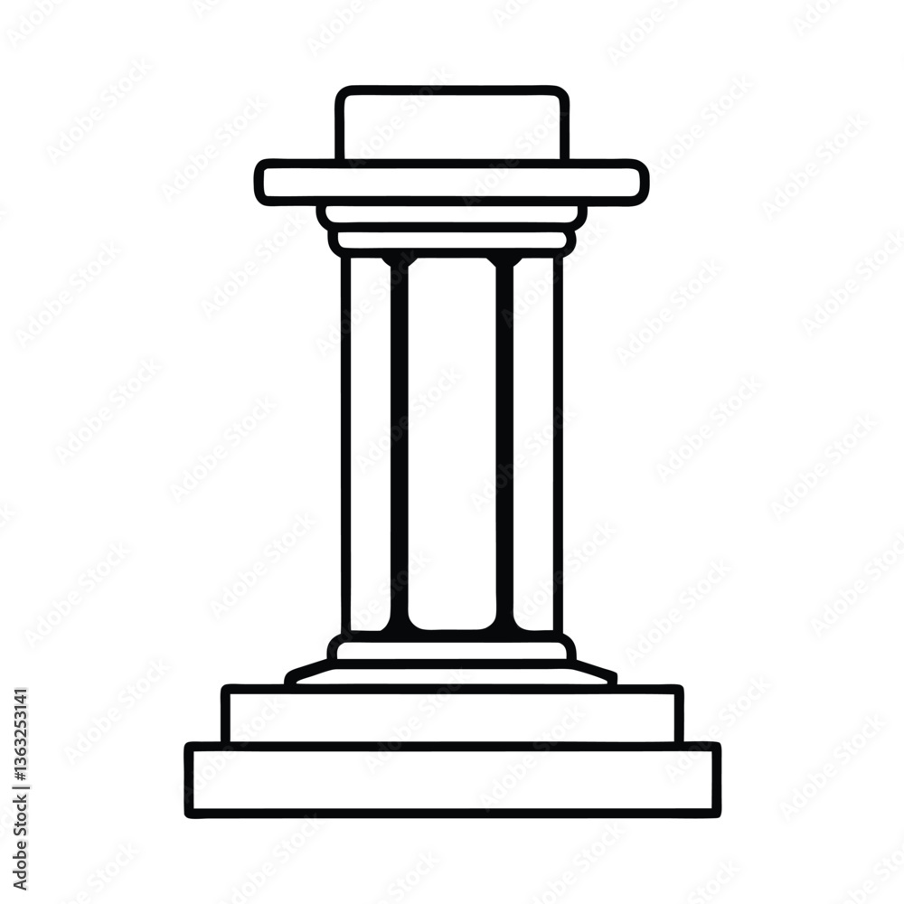 Isolated white marble Ionic column, a classic Greek architectural icon Isolated white marble Ionic column, a classic Greek architectural icon