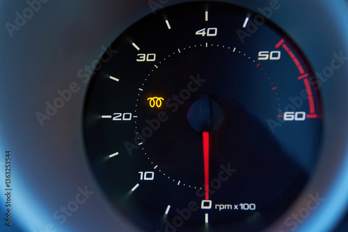 Glow plug error light illuminated on car dashboard warning