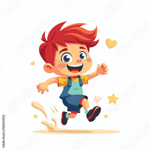 Joyful Cartoon Boy Jumping - Fun and Playful Illustration