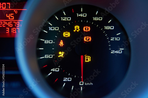 Light error illuminated on car dashboard