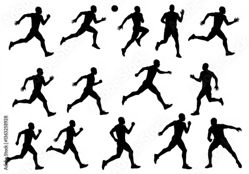 Wallpaper Mural Dynamic Sports Silhouettes in Action Torontodigital.ca