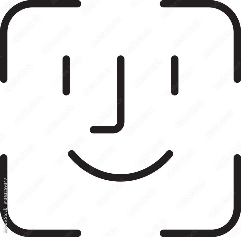 Recognition, biometric identification icon. Face recognition scanner icon. Authentication and cyber security vector graphic editable stroke. Verification icon for web and mobile app. Recognition, biometric identification icon. Face recognition scanner icon. Authentication and cyber security vector graphic editable stroke. Verification icon for web and mobile app.