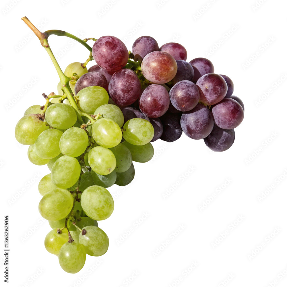 Fototapeta premium Bunch of grapes with a shadow isolated on transparent background 