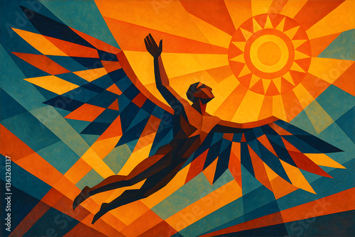 Icarus Soaring: Abstract Geometric Flight Towards Sun