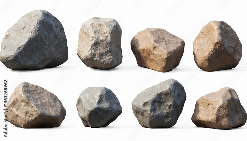 Collection of various big hard rock boulder stones on transparent background cutout. Different design mockup template. Ideal for natural scenes, landscaping, construction projects, design elements. Collection of various big hard rock boulder stones on transparent background cutout. Different design mockup template. Ideal for natural scenes, landscaping, construction projects, design elements.