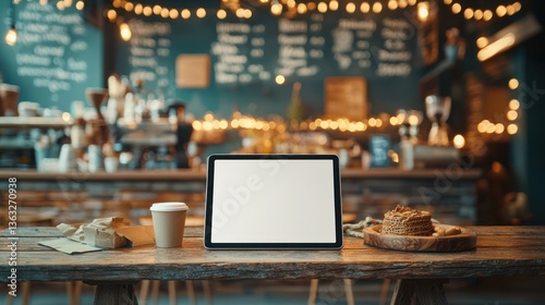 Cafe interior with tablet