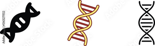 DNA Helix Variations Black, Yellow, and Detailed Styles