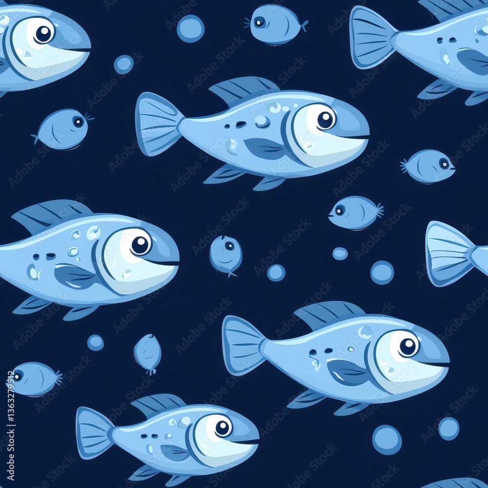 Fototapeta premium seamless A school of fish swimming together in clear water creating a dynamic and lively underwater scene full of movement