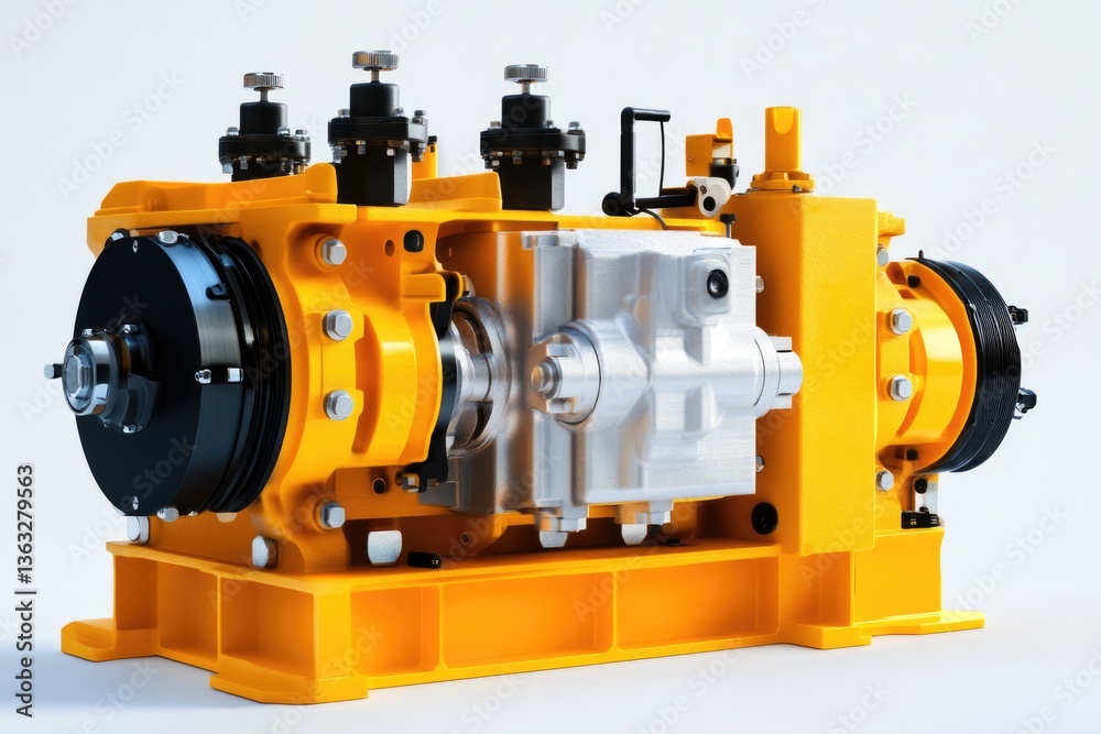 Fototapeta premium Dynamic Hydraulic Pump and Engine Integration for Advanced Industrial Machinery