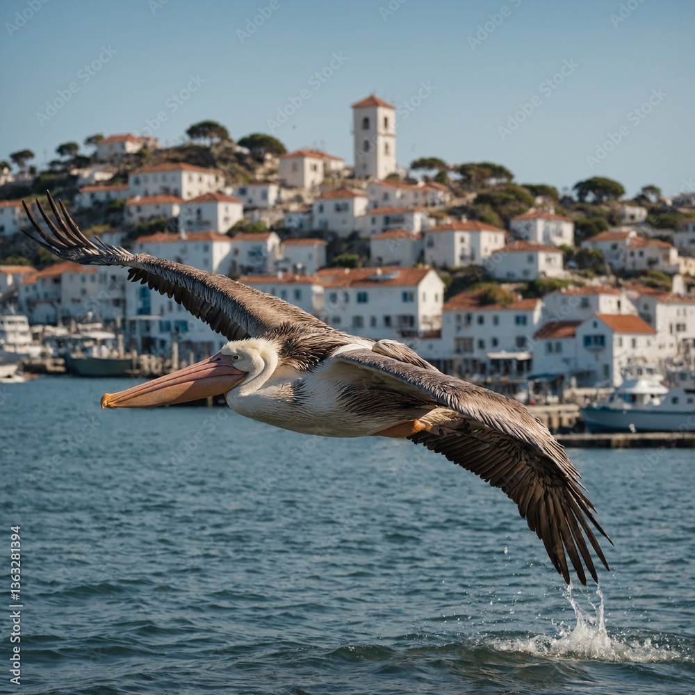 Naklejka premium pelican in the port