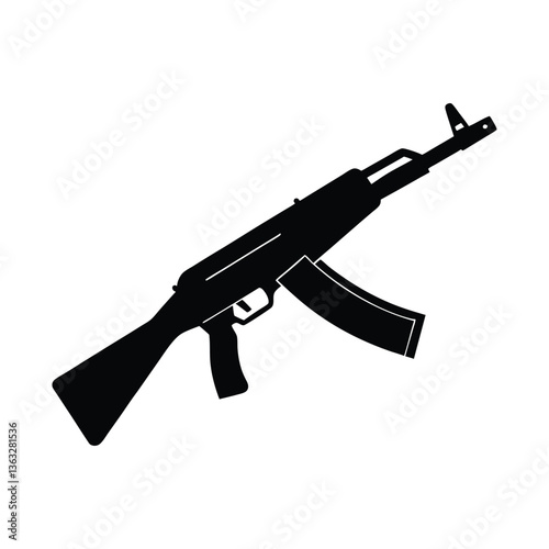 Vector illustration of an assault rifle with a focus on gun, weapon, and military elements