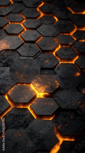 Obraz na płótnie Abstract Hexagon Pattern, Lava, Closeup w salonie