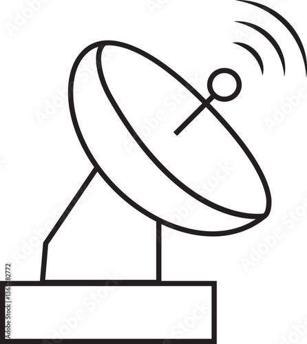 Antennae satellite dish line icon. Radar satellite dish vector symbol isolated on transparent background. Dish antenna receiver and transmitter for television, radio transmission for apps and websites
