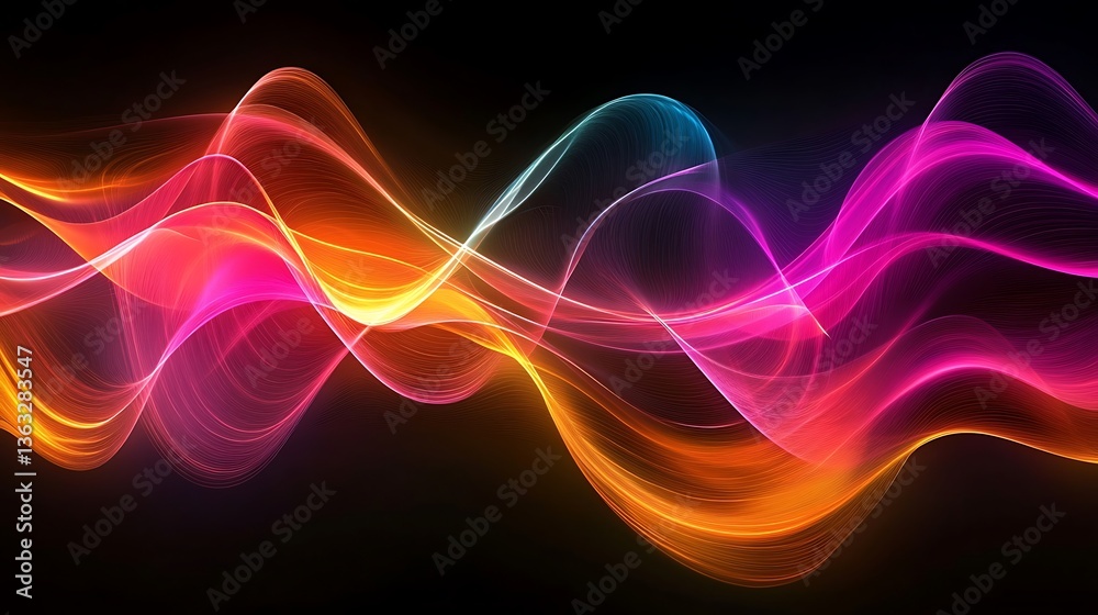 Naklejka premium Colorful Abstract Waves with Dark Background.