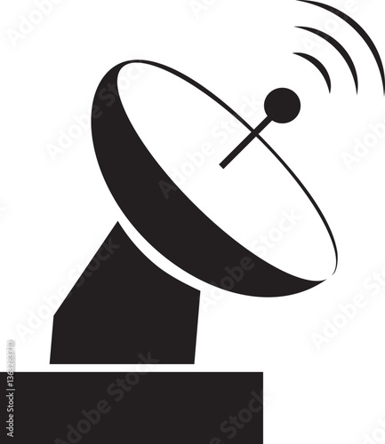 Antennae satellite dish flat icon. Radar satellite dish vector symbol isolated on transparent background. Dish antenna receiver and transmitter for television, radio transmission for apps and websites