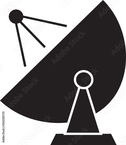 Antennae satellite dish flat icon. Radar satellite dish vector symbol isolated on transparent background. Dish antenna receiver and transmitter for television, radio transmission for apps and websites
