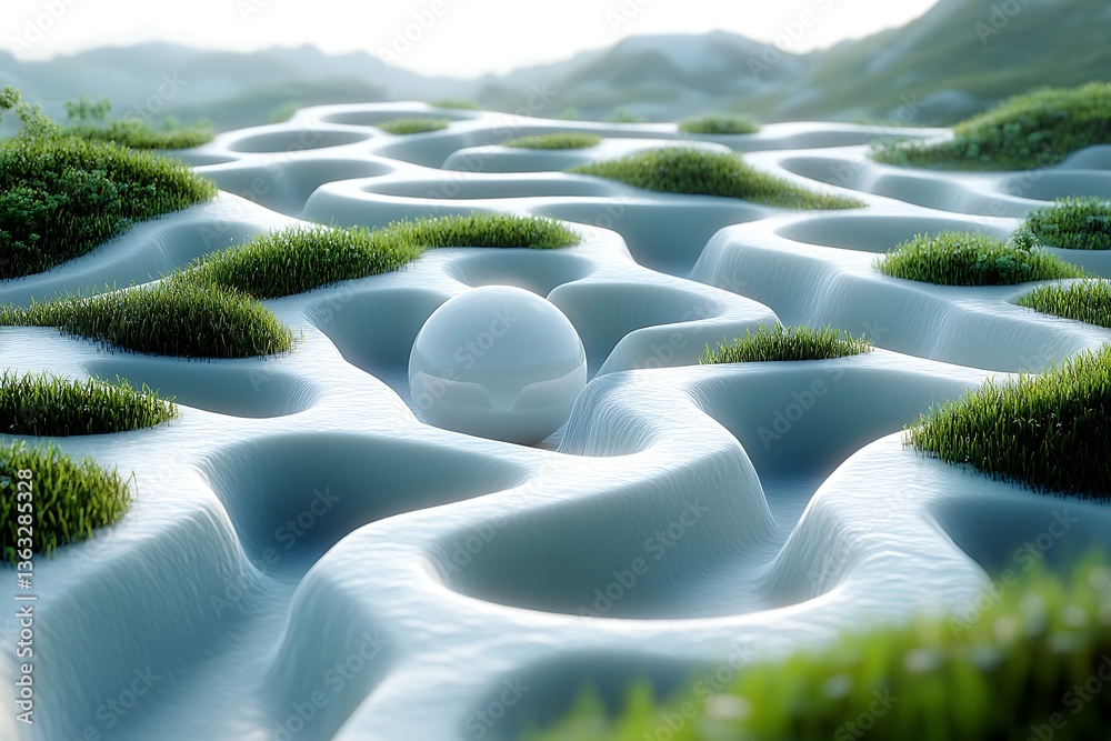 Abstract Landscape, Sphere in Valley