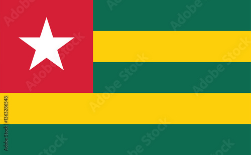 Free Download Togo Flag Vector Clipart Illustration, High-Quality Digital Artwork of the National Flag of Togo with Vibrant Colors, Crisp Lines, and Detailed Design for Graphic Projects, Presentations, and Creative - GFXLoad