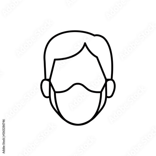 Icon line of Person Wearing Face Mask